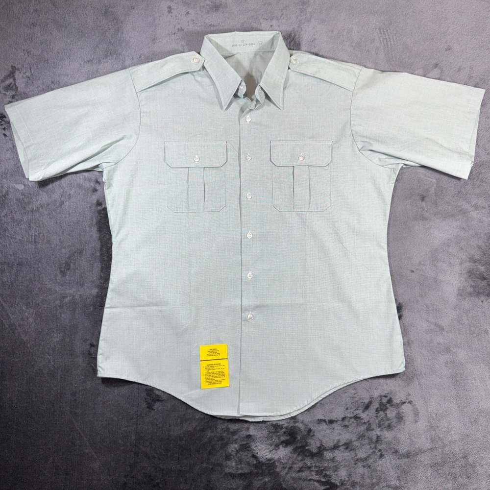 Vintage US Army AG-415 Short Sleeve Uniform Shirt Green 17 Rutter-Rex